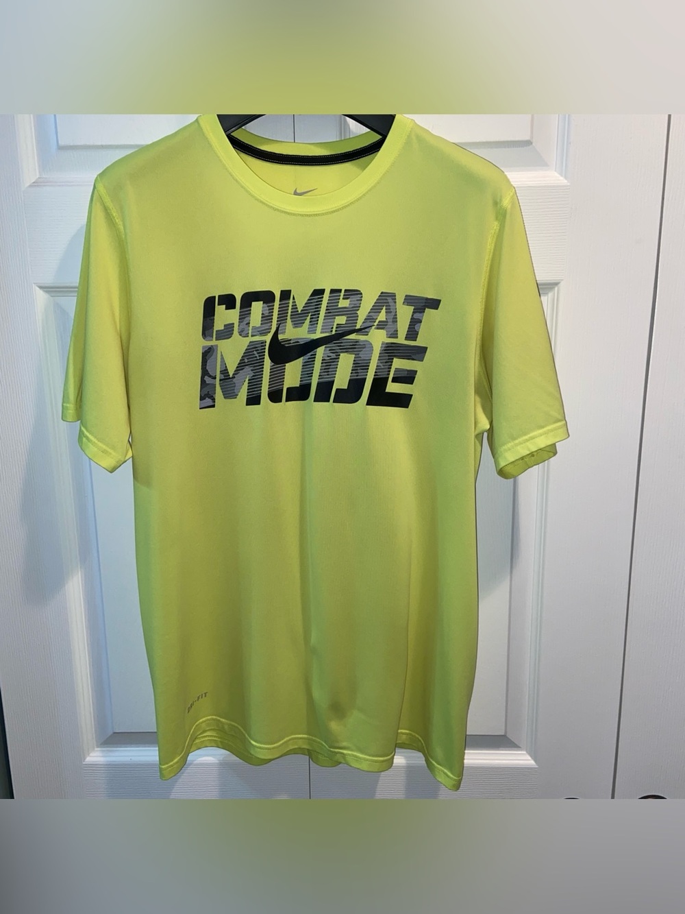 Nike "Combat Mode" Volt Yellow Dri-Fit T-Shirt - Men's Medium